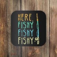 Here Fishy Fishy Fishing Lover Tee Fishermans Gift Coaster thumb 0