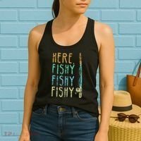 Here Fishy Fishy Fishing Lover Tee Fishermans Gift Women's Tank Top thumb 2