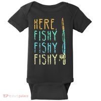 Here Fishy Fishy Fishing Lover Tee Fishermans Gift Baby Bodysuit thumb 0