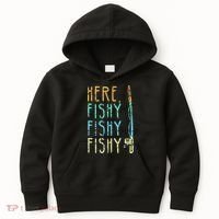 Here Fishy Fishy Fishing Lover Tee Fishermans Gift Kids Hoodie thumb 0