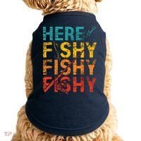 Here Fishy Fishy Fishy Fishing Gift Doggie Tank thumb 0