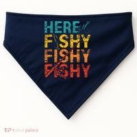 Here Fishy Fishy Fishy Fishing Gift USA-Made Doggie Bandana thumb 0