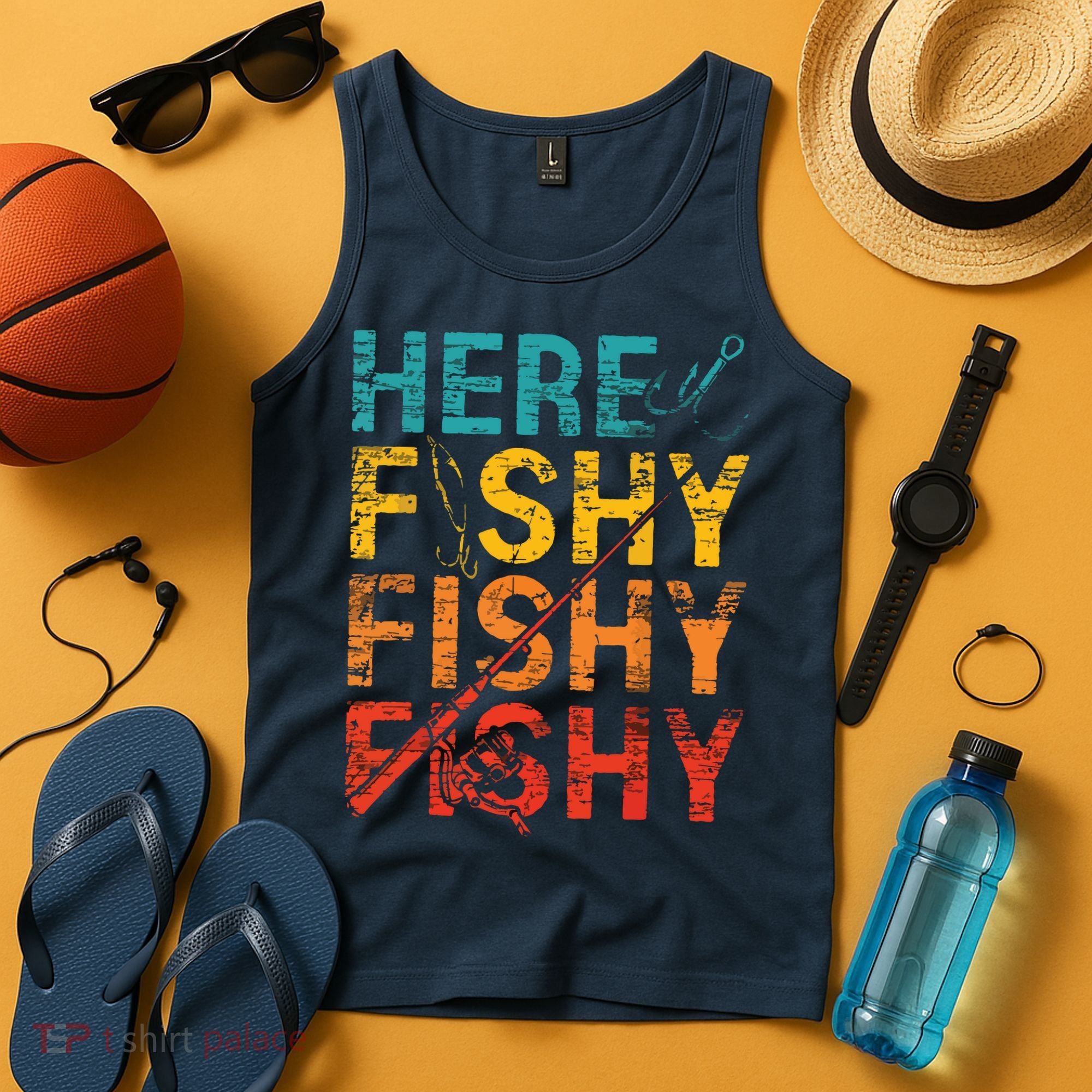 Here Fishy Fishy Fishy Fishing Gift Tank Top