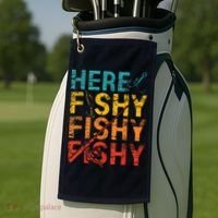 Here Fishy Fishy Fishy Fishing Gift Golf Towel thumb 2