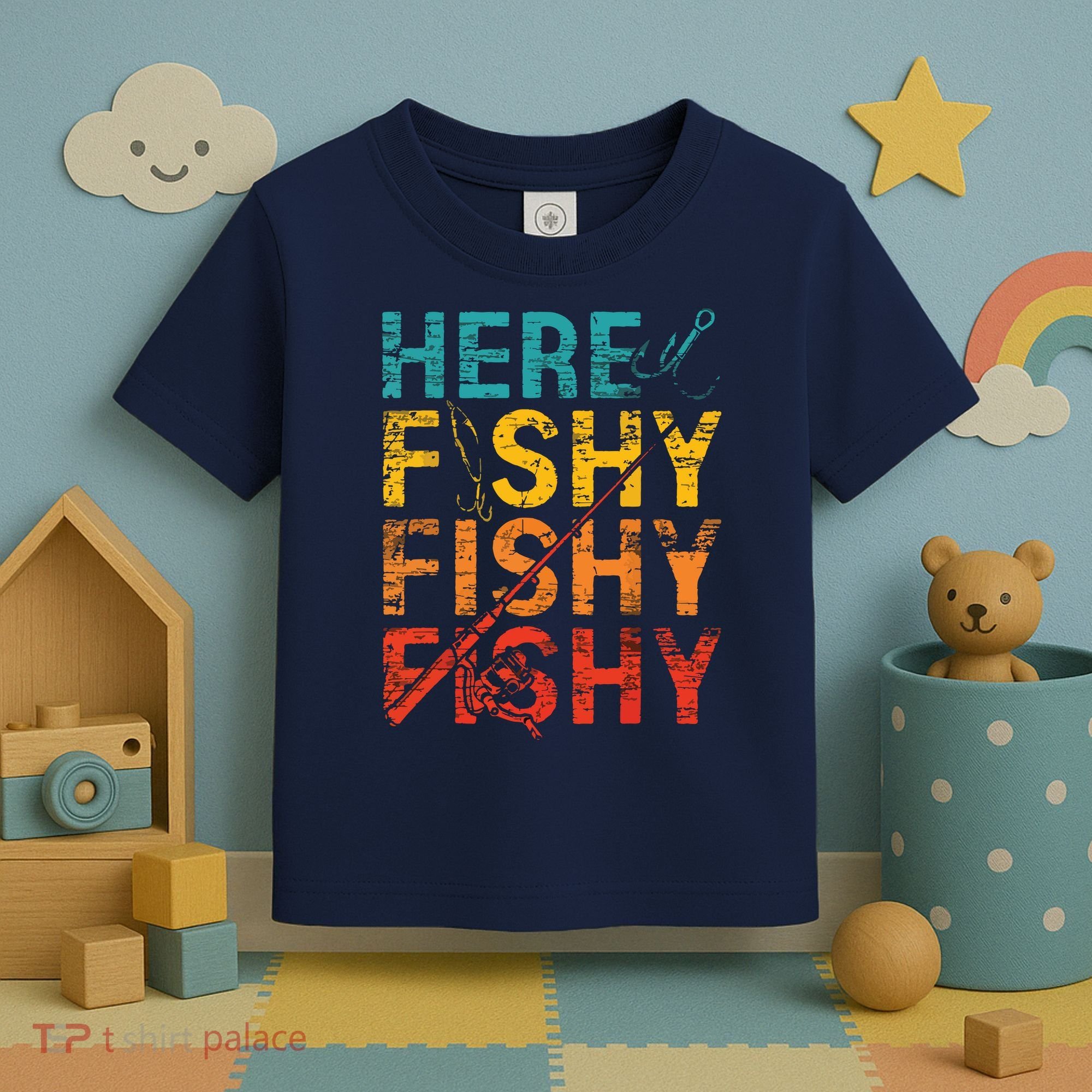 Here Fishy Fishy Fishy Fishing Gift Toddler T-Shirt