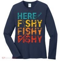 Here Fishy Fishy Fishy Fishing Gift Women's Long Sleeve Shirt thumb 0