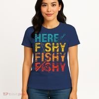 Here Fishy Fishy Fishy Fishing Gift Women's T-Shirt thumb 4