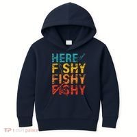 Here Fishy Fishy Fishy Fishing Gift Kids Hoodie thumb 0