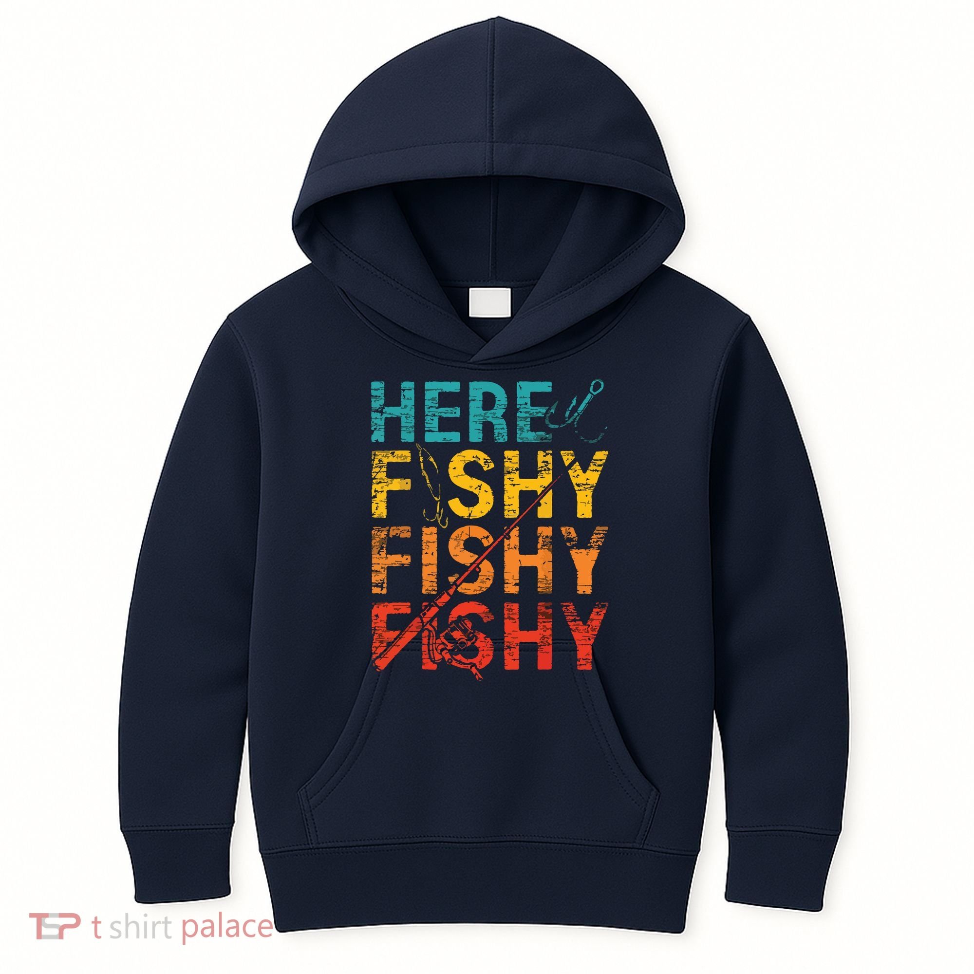 Here Fishy Fishy Fishy Fishing Gift Kids Hoodie