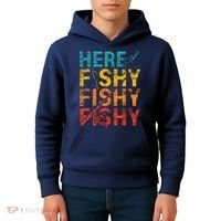 Here Fishy Fishy Fishy Fishing Gift Kids Hoodie thumb 4