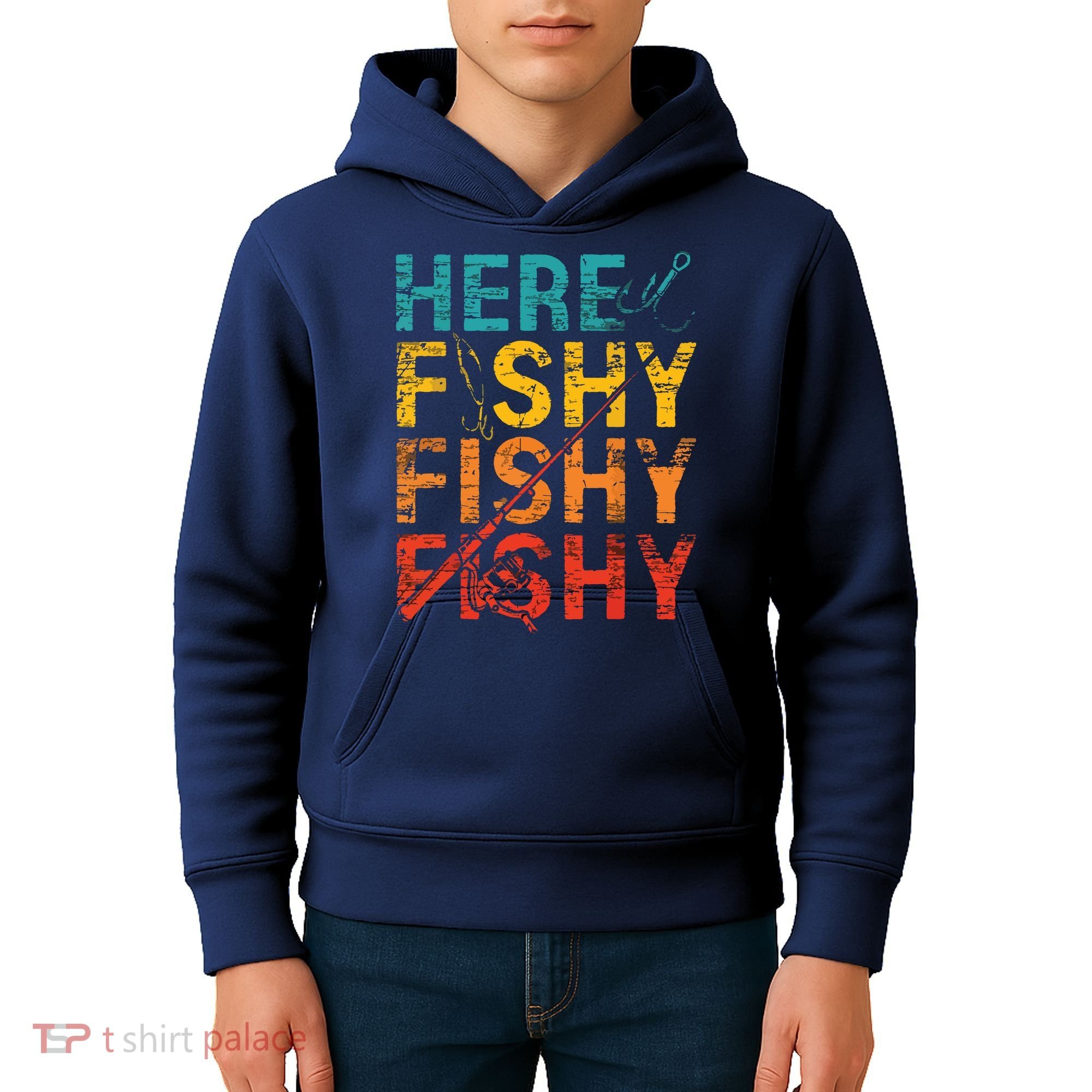 Here Fishy Fishy Fishy Fishing Gift Kids Hoodie