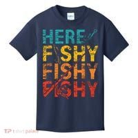 Here Fishy Fishy Fishy Fishing Gift Kids T-Shirt thumb 0