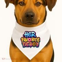 Her Favorite Fatboy Tee USA-Made Doggie Bandana thumb 1
