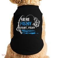 Here Fishy Funny Fishing Fisher Fish Graphic Gift Doggie Tank thumb 0