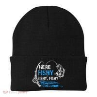 Here Fishy Funny Fishing Fisher Fish Graphic Gift Beanie thumb 0