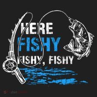 Here Fishy Funny Fishing Fisher Fish Graphic Gift Hat thumb 2