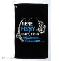 Here Fishy Funny Fishing Fisher Fish Graphic Gift Golf Towel thumb 0