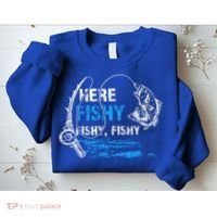 Here Fishy Funny Fishing Fisher Fish Graphic Gift Sweatshirt thumb 2