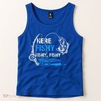 Here Fishy Funny Fishing Fisher Fish Graphic Gift Tank Top thumb 2