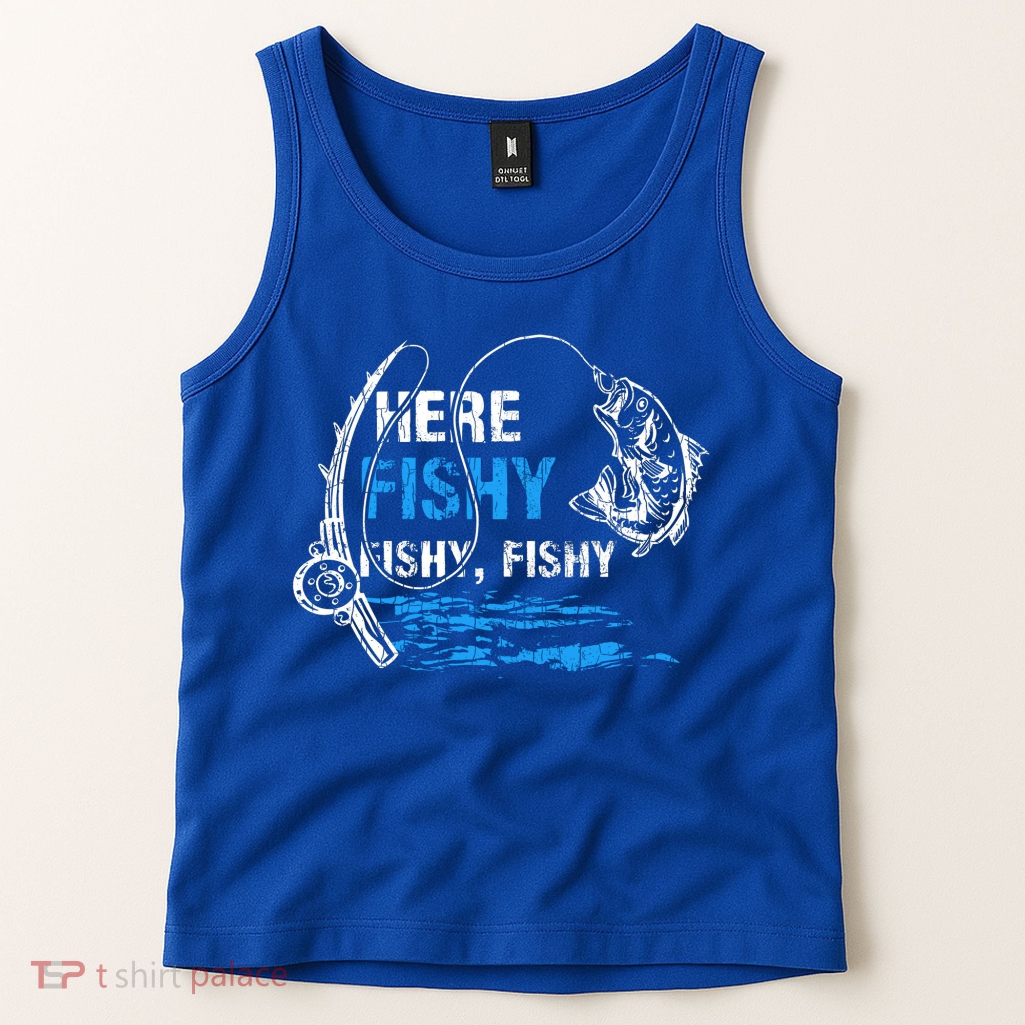 Here Fishy Funny Fishing Fisher Fish Graphic Gift Tank Top