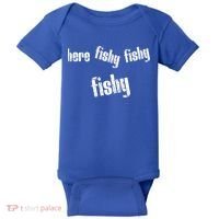 Here Fishy Fishy Fishy Funny Fishing Gift Baby Bodysuit thumb 0