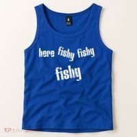Here Fishy Fishy Fishy Funny Fishing Gift Tank Top thumb 2