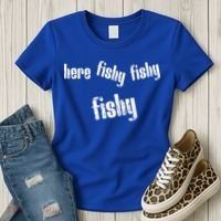 Here Fishy Fishy Fishy Funny Fishing Gift Women's T-Shirt thumb 3