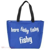 Here Fishy Fishy Fishy Funny Fishing Gift Tote Bag thumb 0