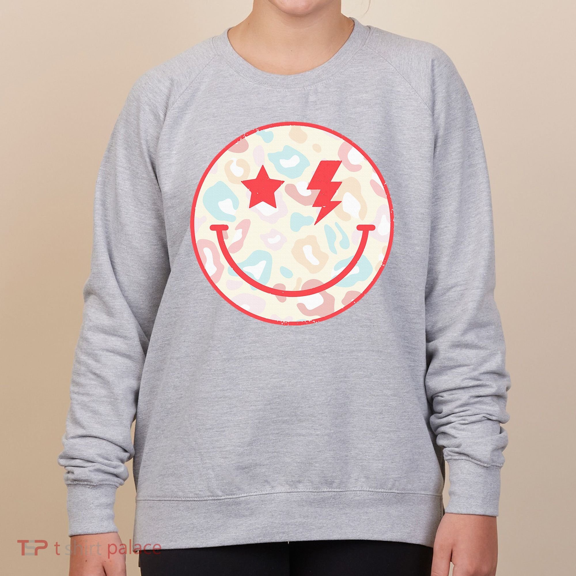 Happy Face Floral Preppy Aesthetic Smiling Face Women's Sweatshirt