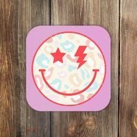 Happy Face Floral Preppy Aesthetic Smiling Face Coaster thumb 0