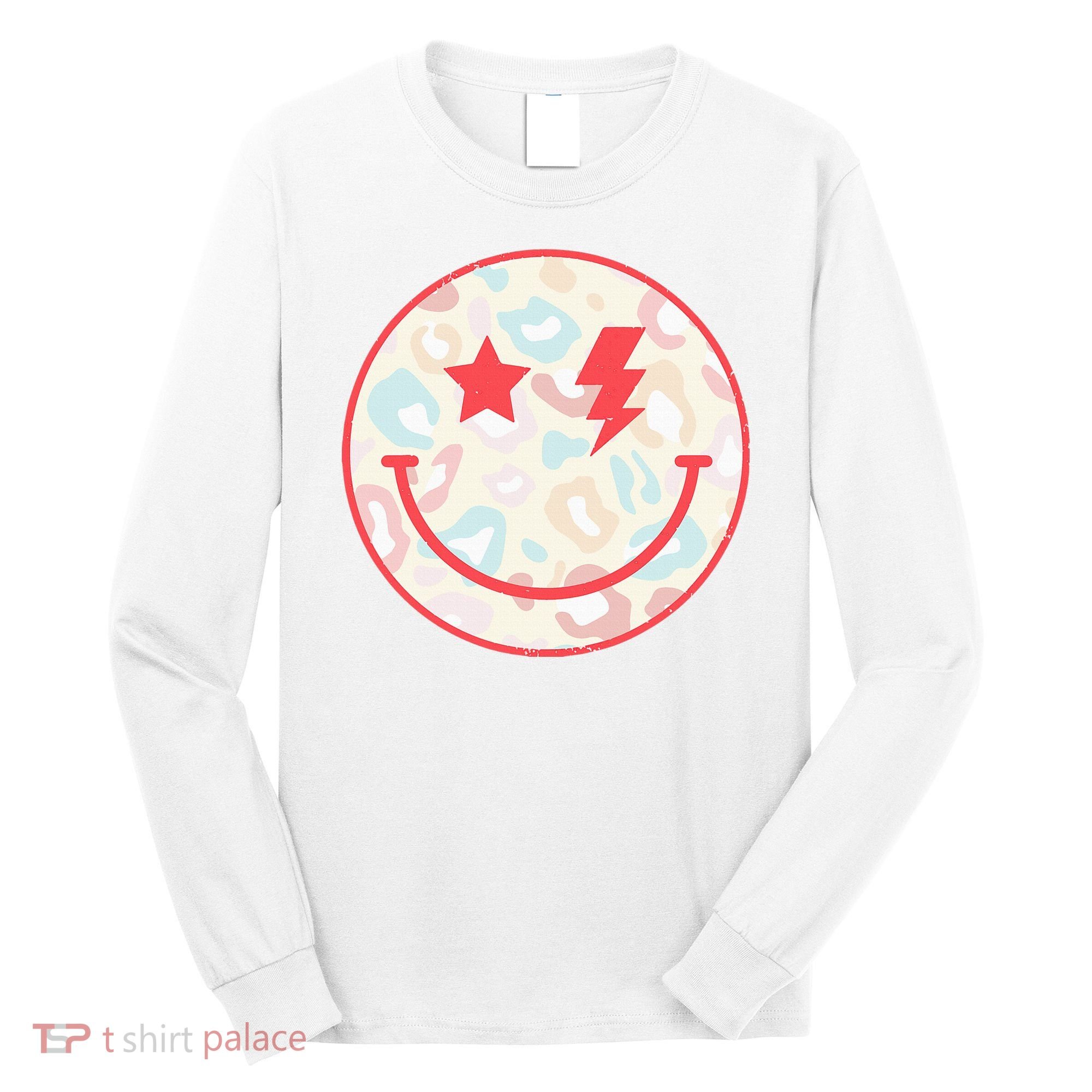 Happy Face Floral Preppy Aesthetic Smiling Face Long Sleeve Shirt