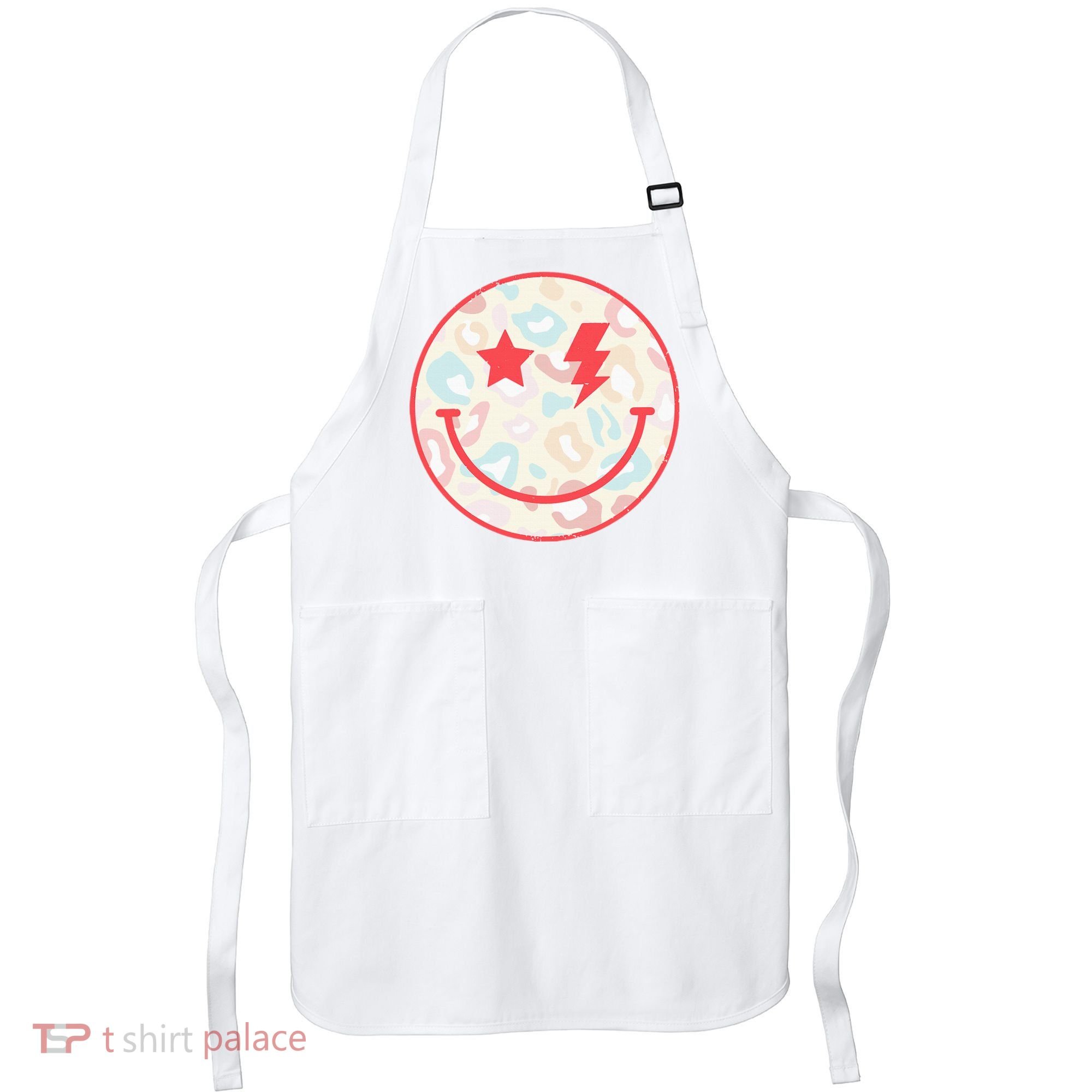 Happy Face Floral Preppy Aesthetic Smiling Face Apron