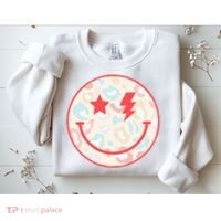Happy Face Floral Preppy Aesthetic Smiling Face Sweatshirt thumb 2