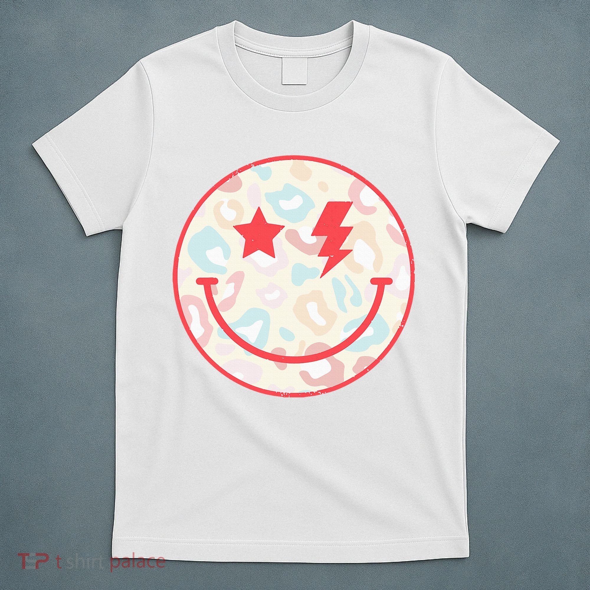 Happy Face Floral Preppy Aesthetic Smiling Face T-Shirt