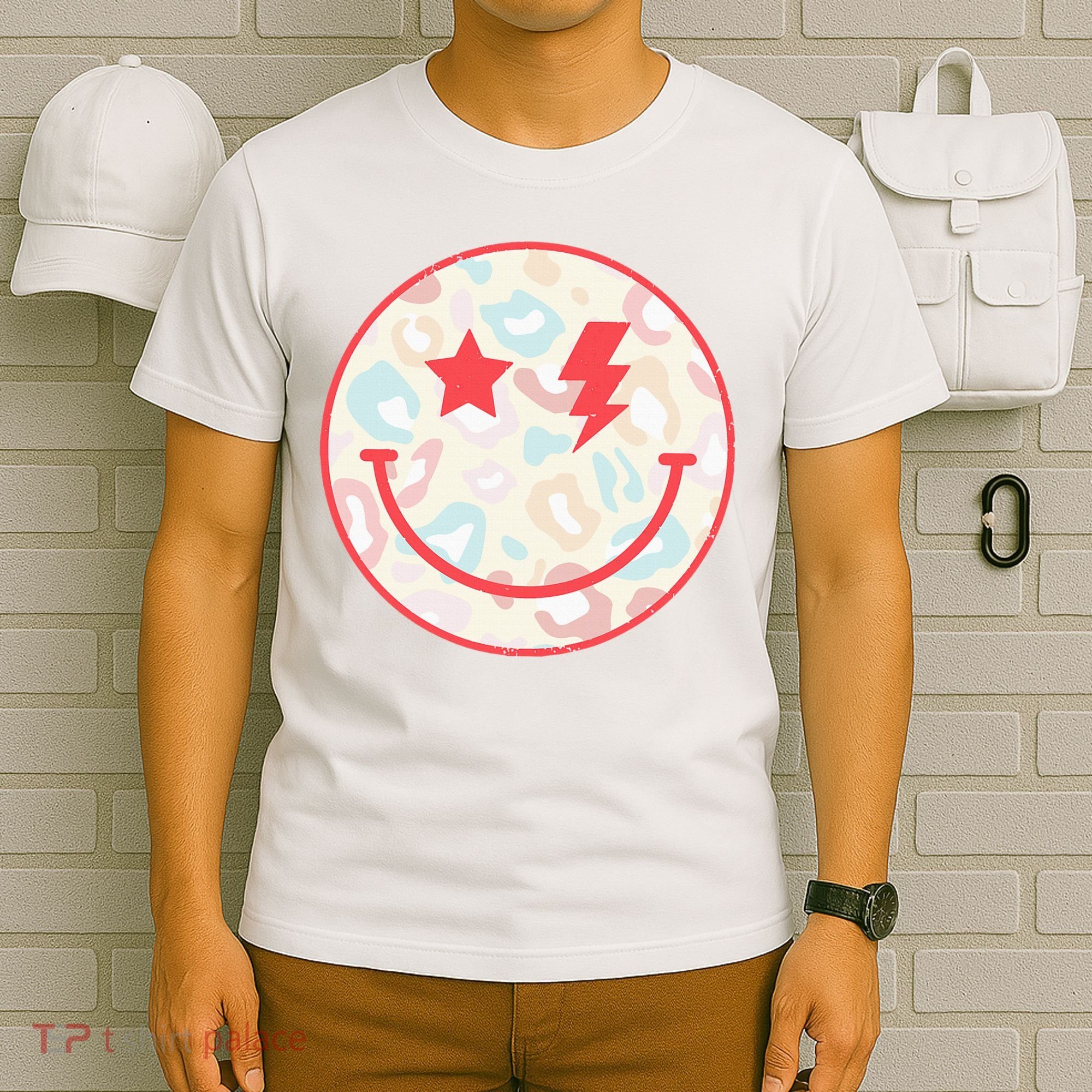 Happy Face Floral Preppy Aesthetic Smiling Face T-Shirt