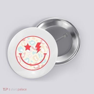 Happy Face Floral Preppy Aesthetic Smiling Face Button