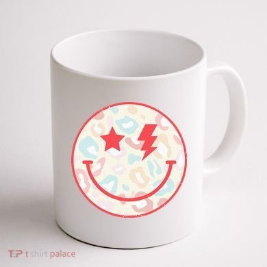 Happy Face Floral Preppy Aesthetic Smiling Face Coffee Mug back