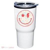 Happy Face Floral Preppy Aesthetic Smiling Face Tumbler thumb 0