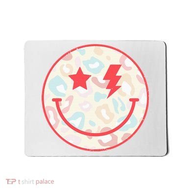 Happy Face Floral Preppy Aesthetic Smiling Face Mousepad