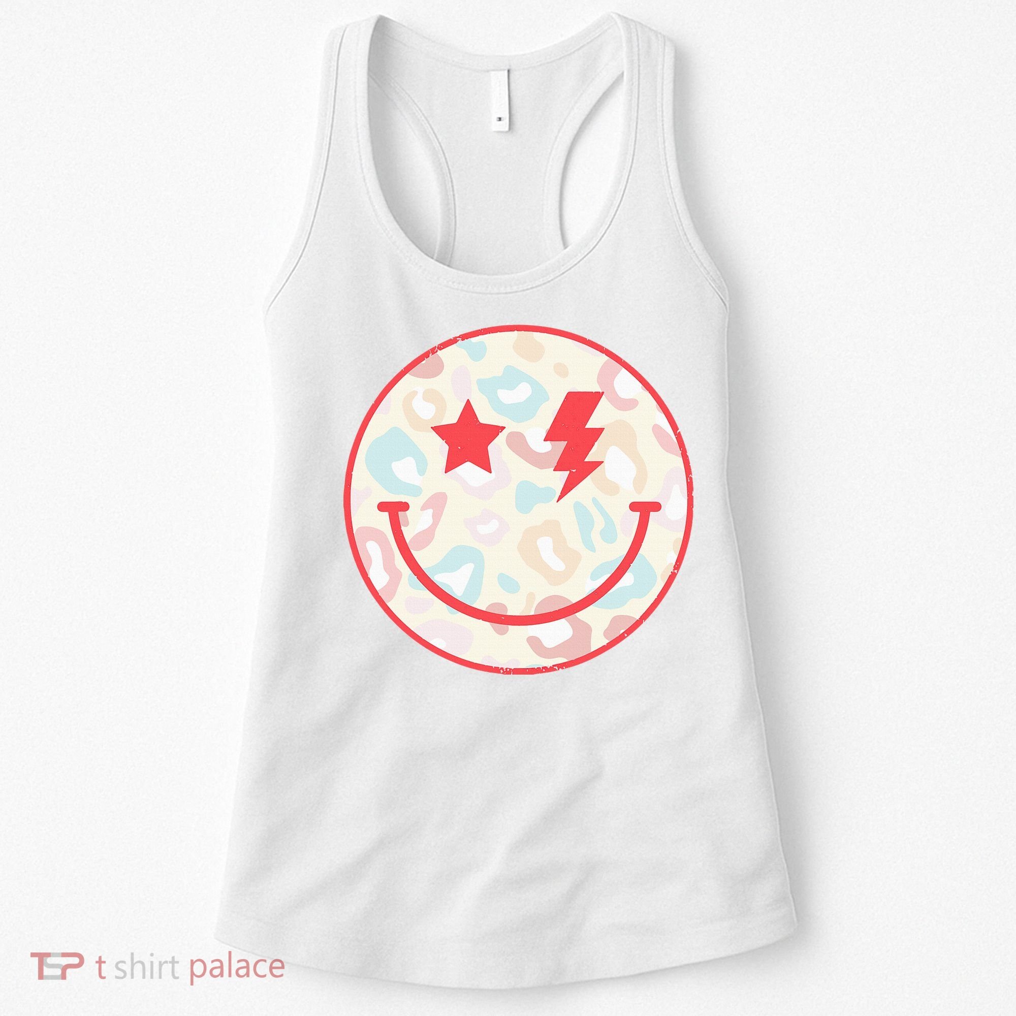 Happy Face Floral Preppy Aesthetic Smiling Face Women's Tank Top