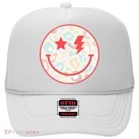 Happy Face Floral Preppy Aesthetic Smiling Face Hat thumb 0