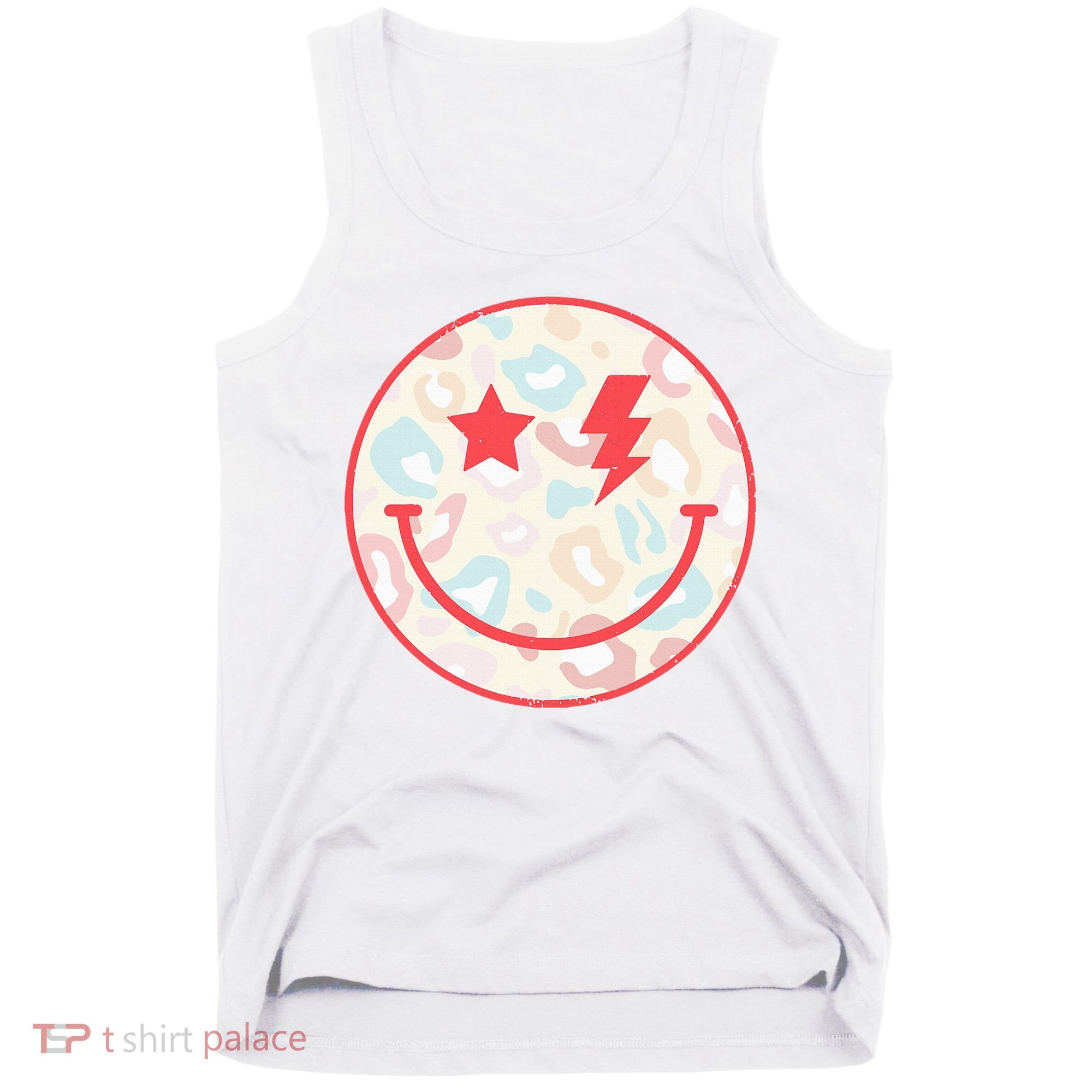 Happy Face Floral Preppy Aesthetic Smiling Face Tank Top