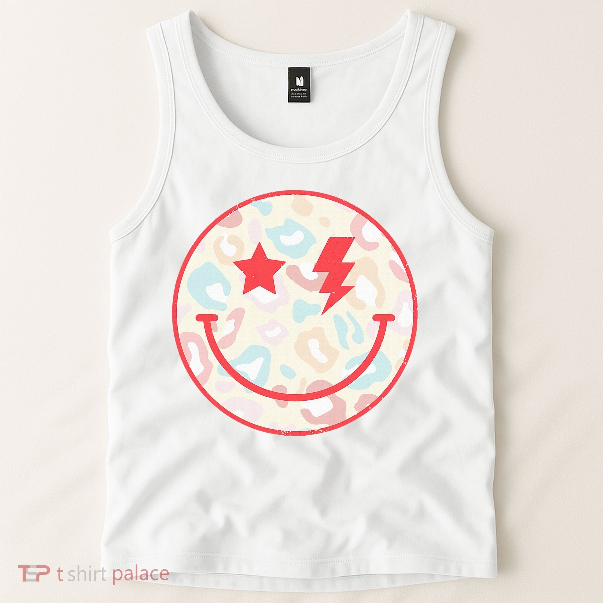 Happy Face Floral Preppy Aesthetic Smiling Face Tank Top