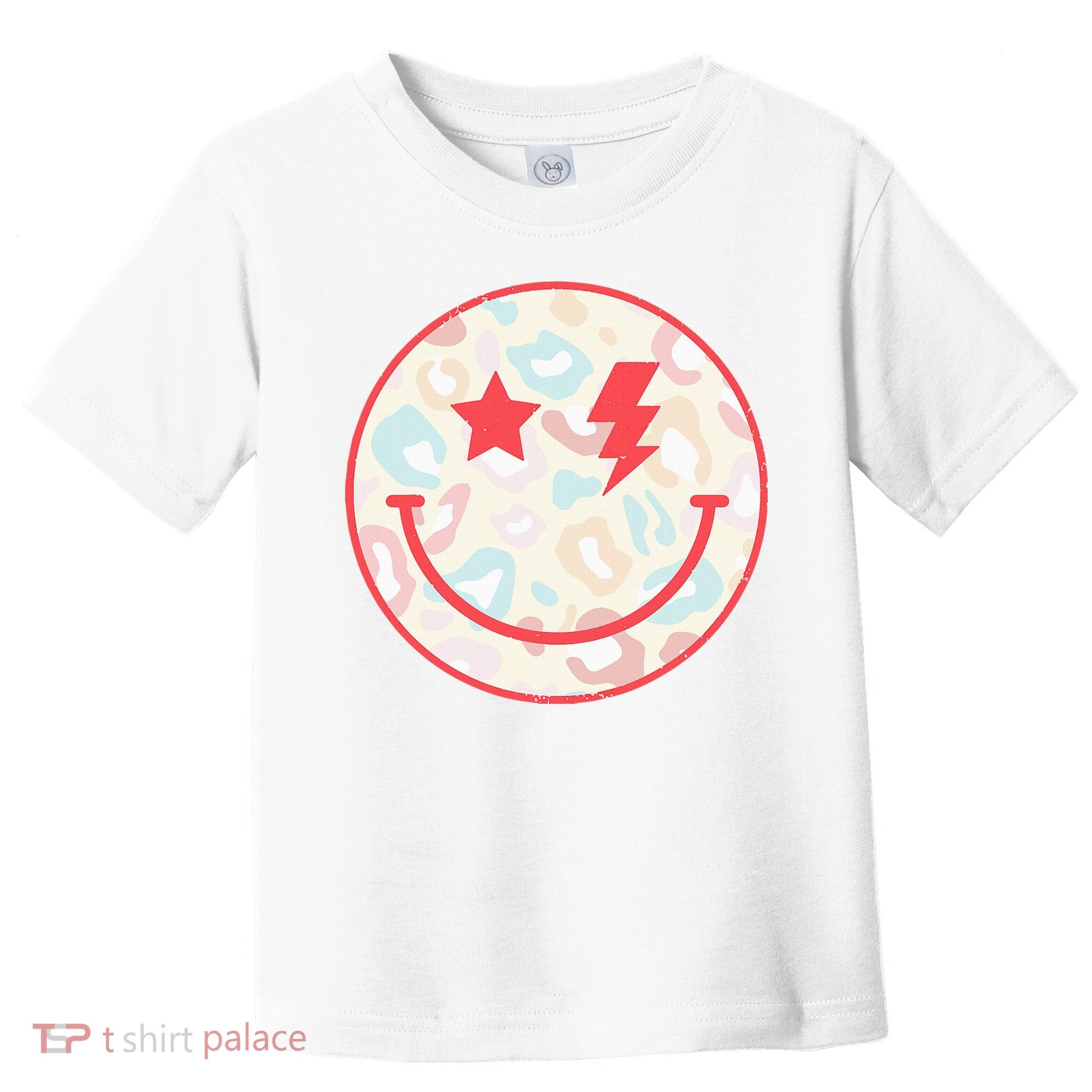 Happy Face Floral Preppy Aesthetic Smiling Face Toddler T-Shirt