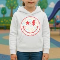 Happy Face Floral Preppy Aesthetic Smiling Face Kids Hoodie thumb 3