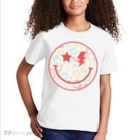 Happy Face Floral Preppy Aesthetic Smiling Face Kids T-Shirt thumb 2