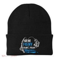 Here Fishy Funny Fishing Fisher Fish Graphic Gift Beanie thumb 0