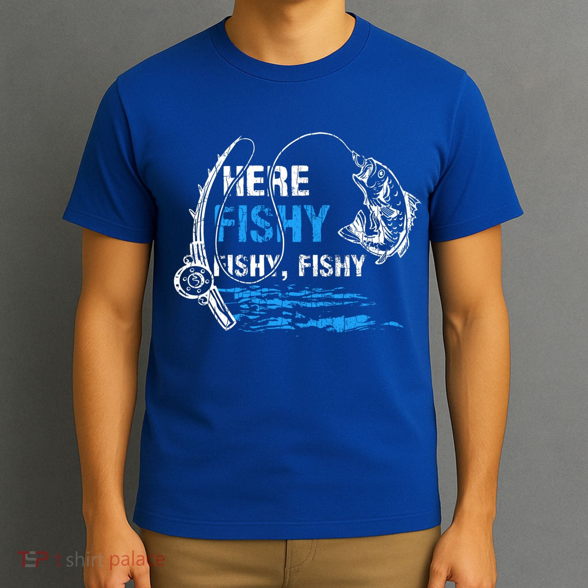 Here Fishy Funny Fishing Fisher Fish Graphic Gift T-Shirt