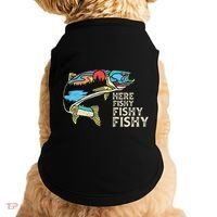 Here Fishy Fishy Retro Nature Trout Fly Fishing Gift Doggie Tank thumb 0