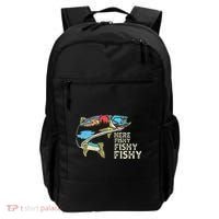 Here Fishy Fishy Retro Nature Trout Fly Fishing Gift Backpack thumb 0